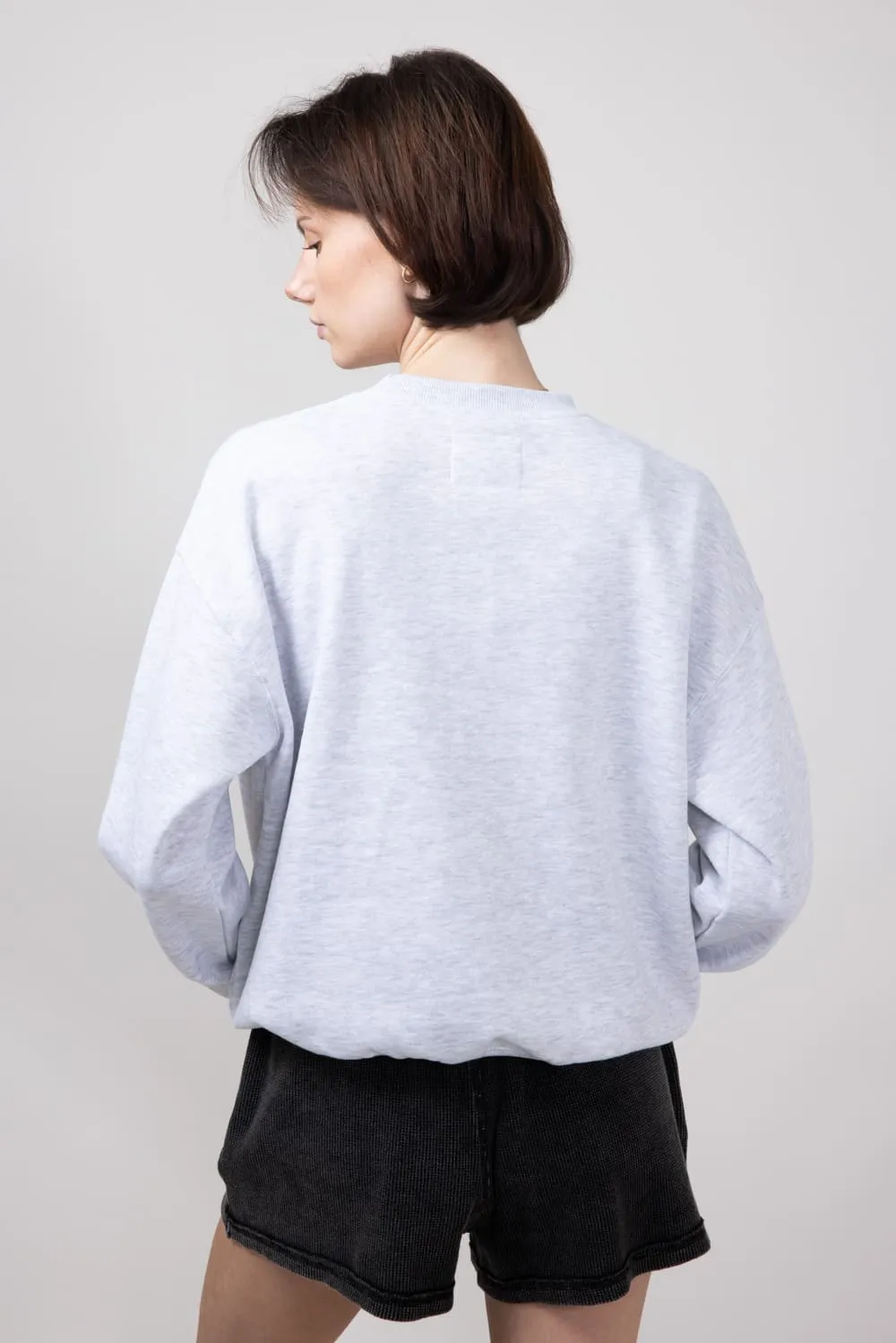 1897 Active Chenille Patch Los Angeles Fleece Crewneck for Women in Ice Grey | GT815-ICEGREY