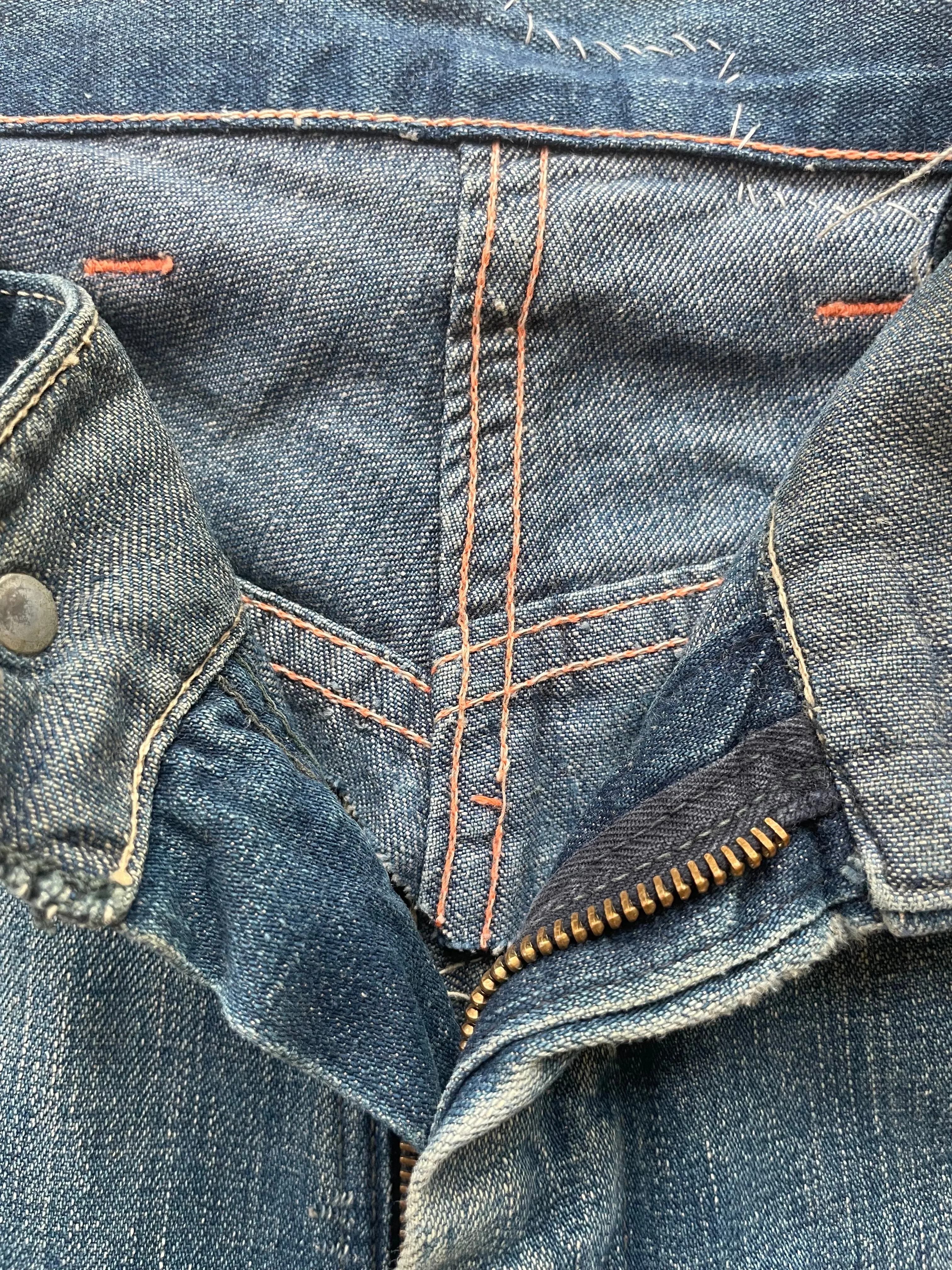 1940s Lace Back Patched Workwear Denim