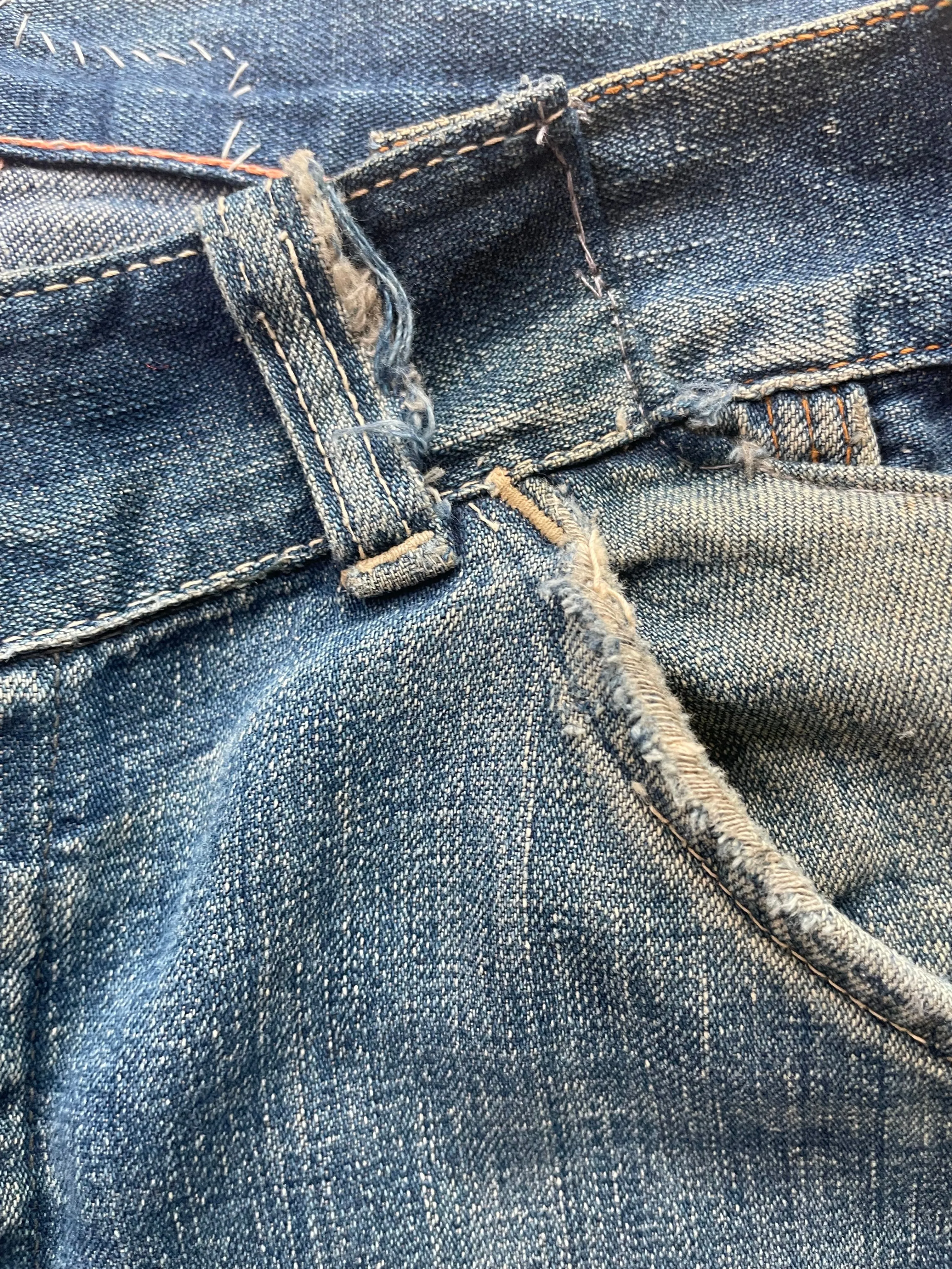1940s Lace Back Patched Workwear Denim