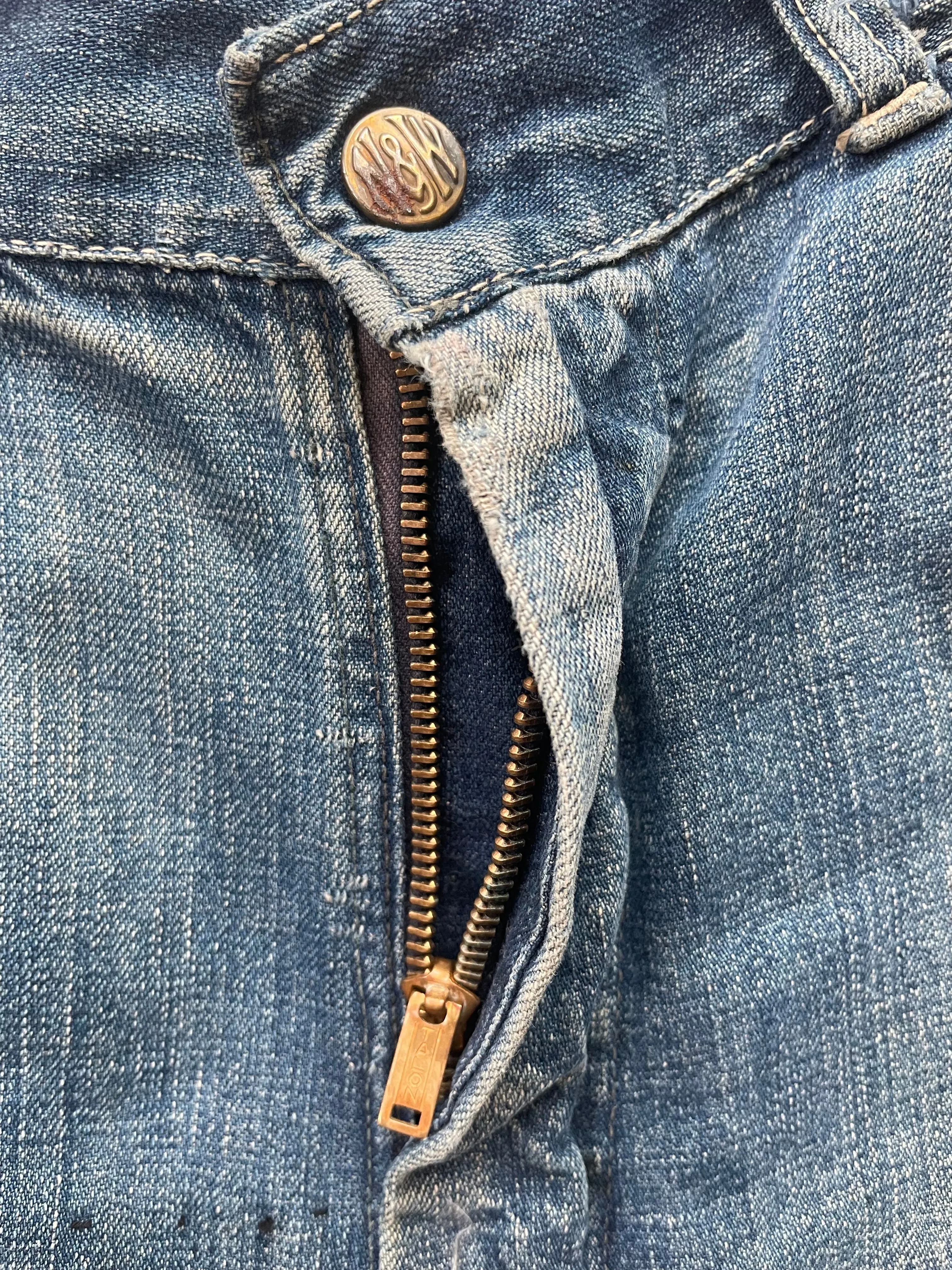1940s Lace Back Patched Workwear Denim