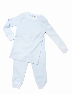 2 Piece Long Loungewear Set | Lt Blue Mini Stripe