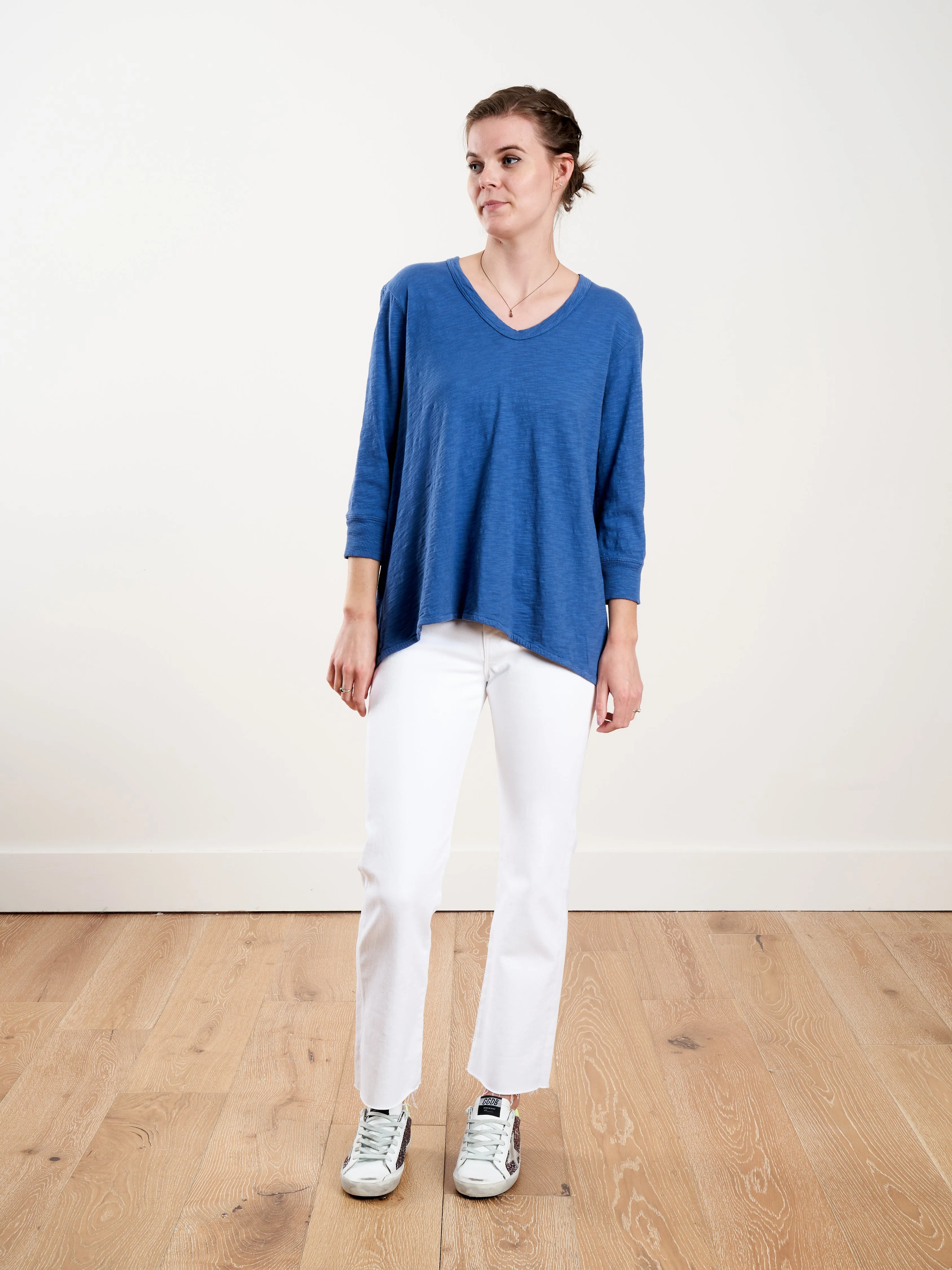3/4 slv shrunken b/f longer back - royal