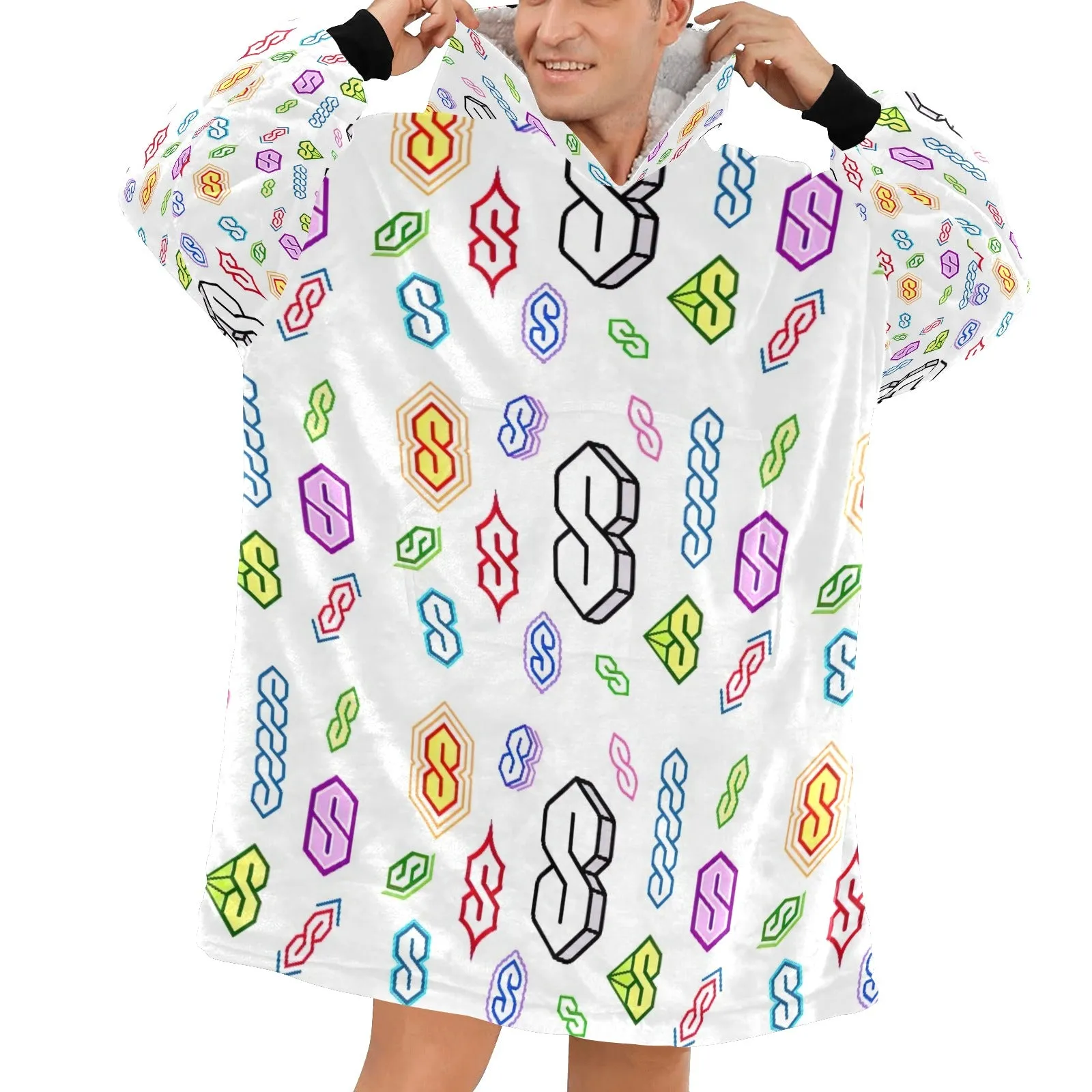 90s Graffiti Super S Blanket Hoodie for Men