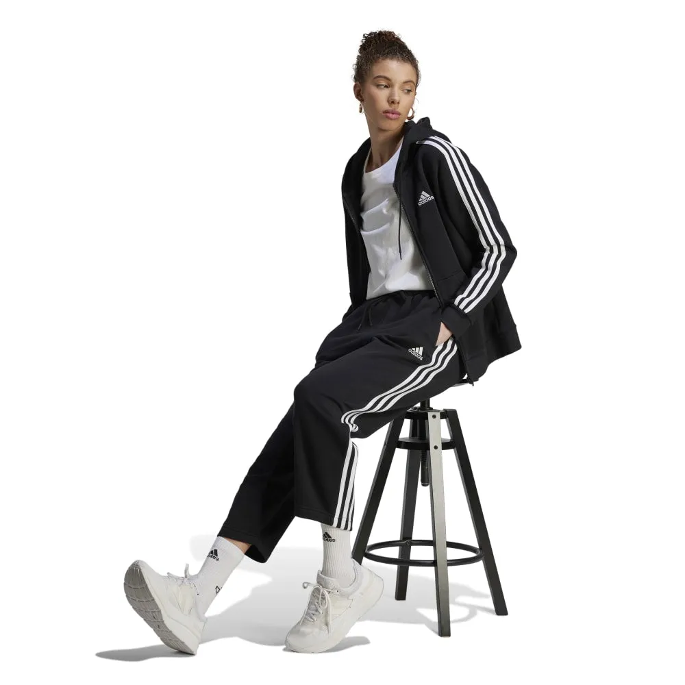 Adidas Womens 3-Stripe Fleece Open Hem Pants