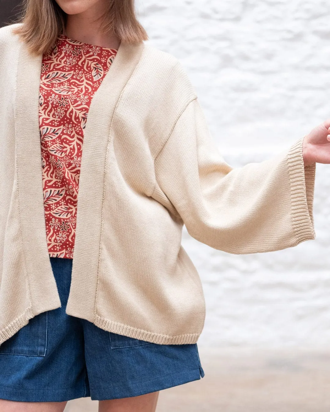 Agnes Organic Cotton Open Cardigan | Cream