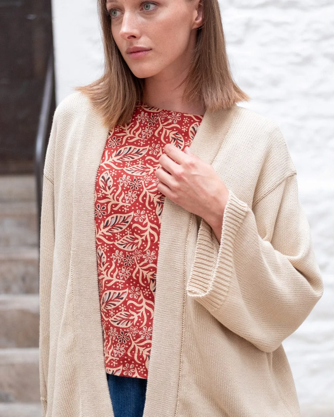 Agnes Organic Cotton Open Cardigan | Cream