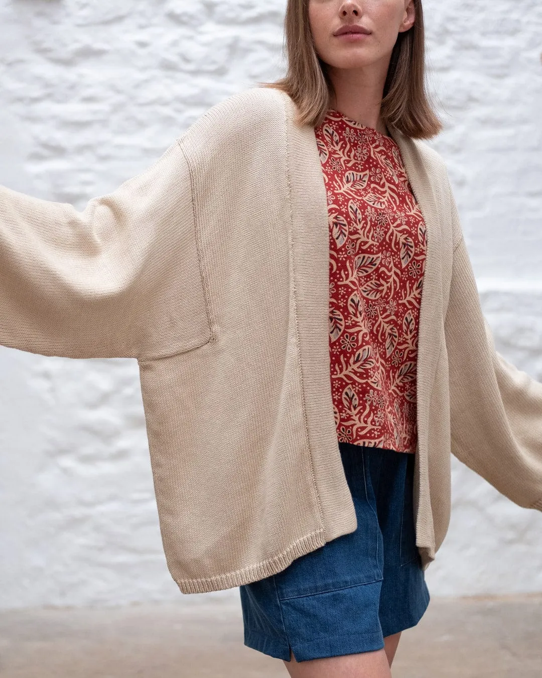 Agnes Organic Cotton Open Cardigan | Cream