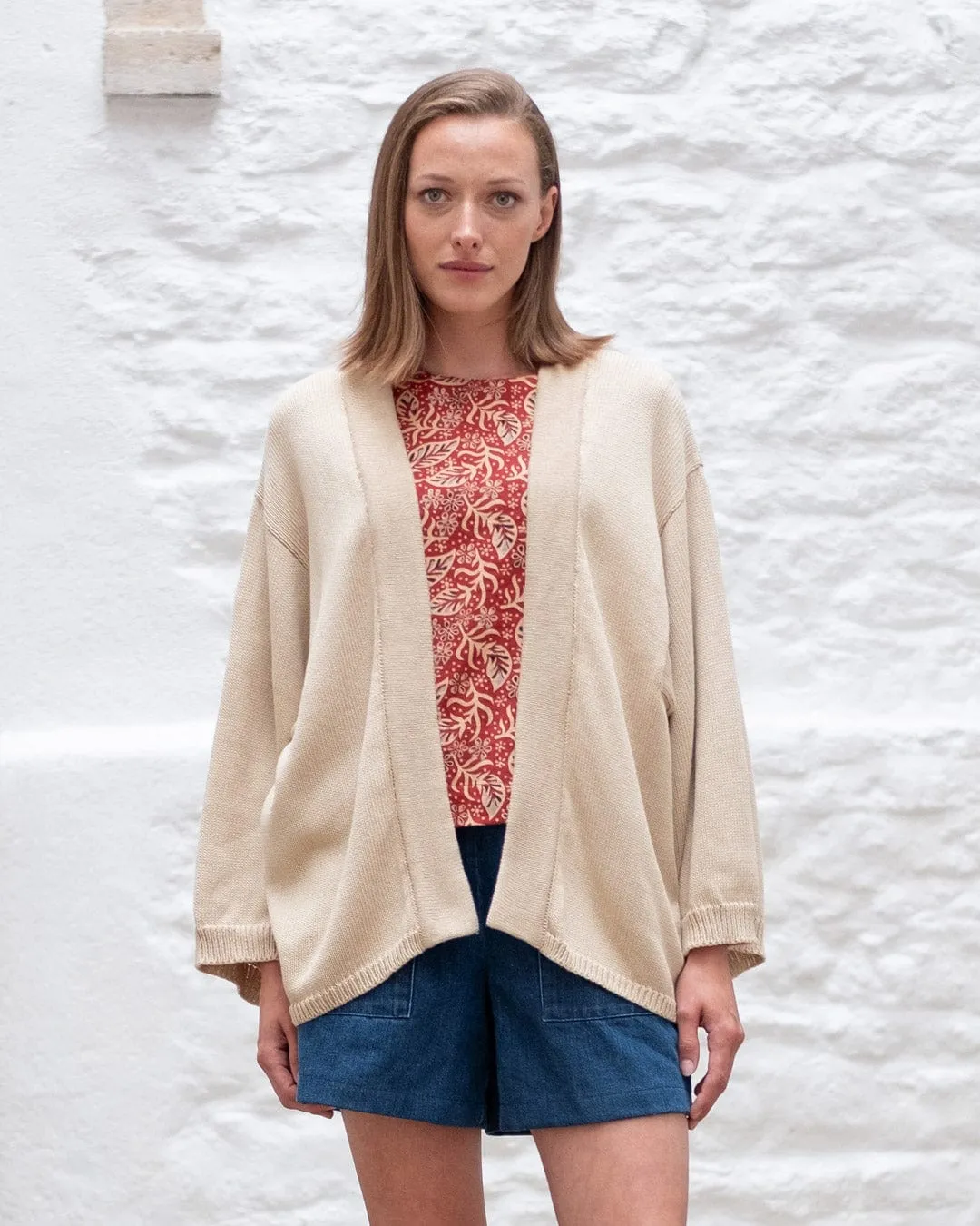 Agnes Organic Cotton Open Cardigan | Cream