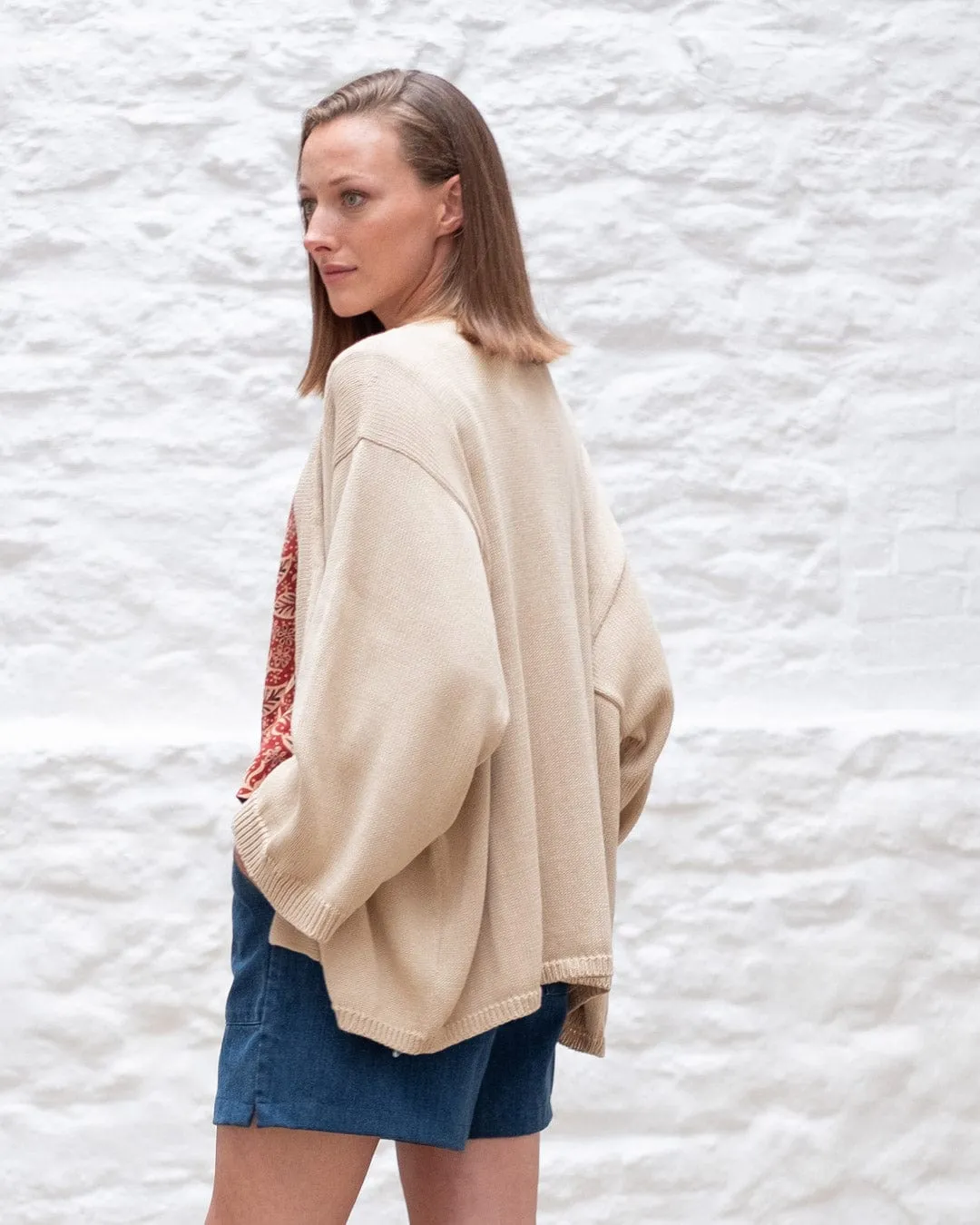 Agnes Organic Cotton Open Cardigan | Cream