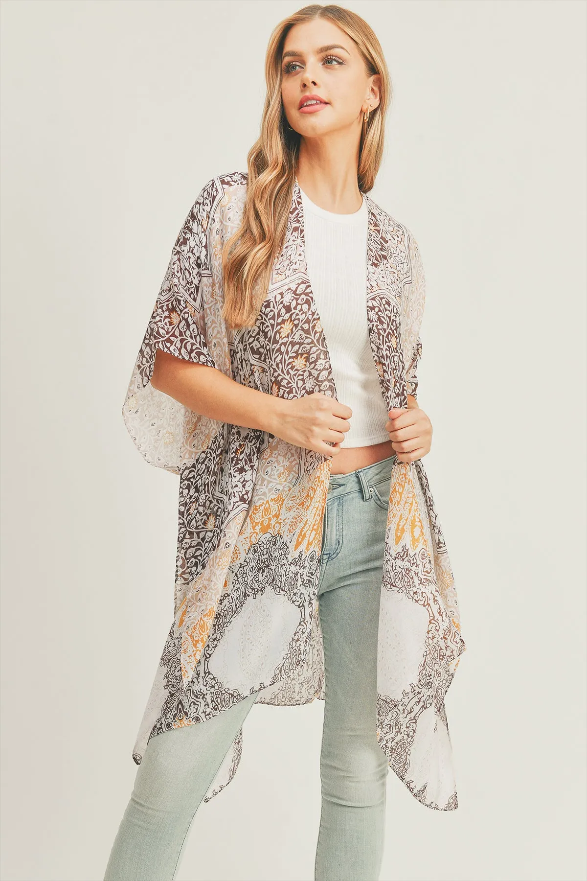 ALL OVER MIXED PRINT KIMONO