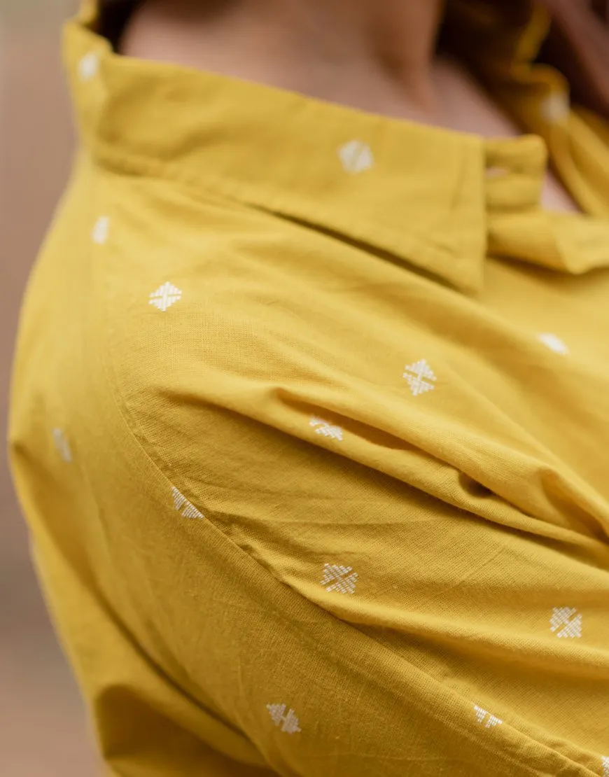 Amber Yellow Weave Oversized Shirt
