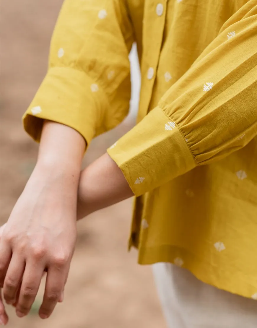 Amber Yellow Weave Oversized Shirt