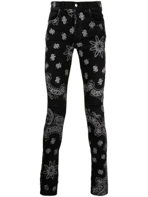 Amiri Paisley Bandana Denim Jeans Black (Gently Used)