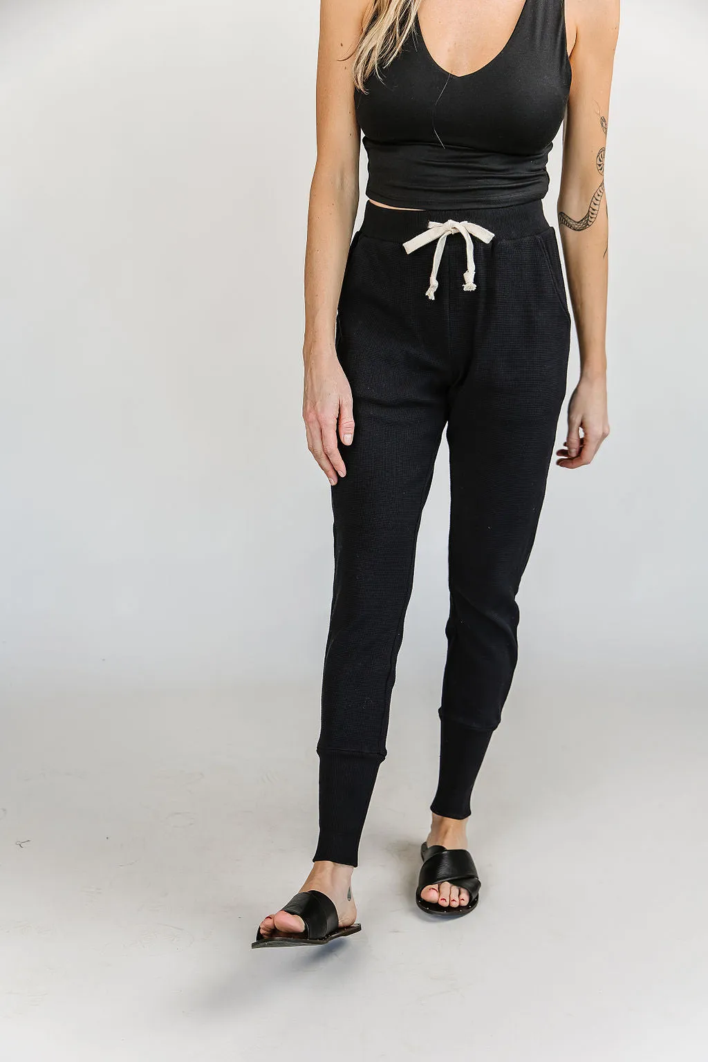 Ampersand Avenue [&] - Waffle Knit Jogger - Black [XXXL ONLY]