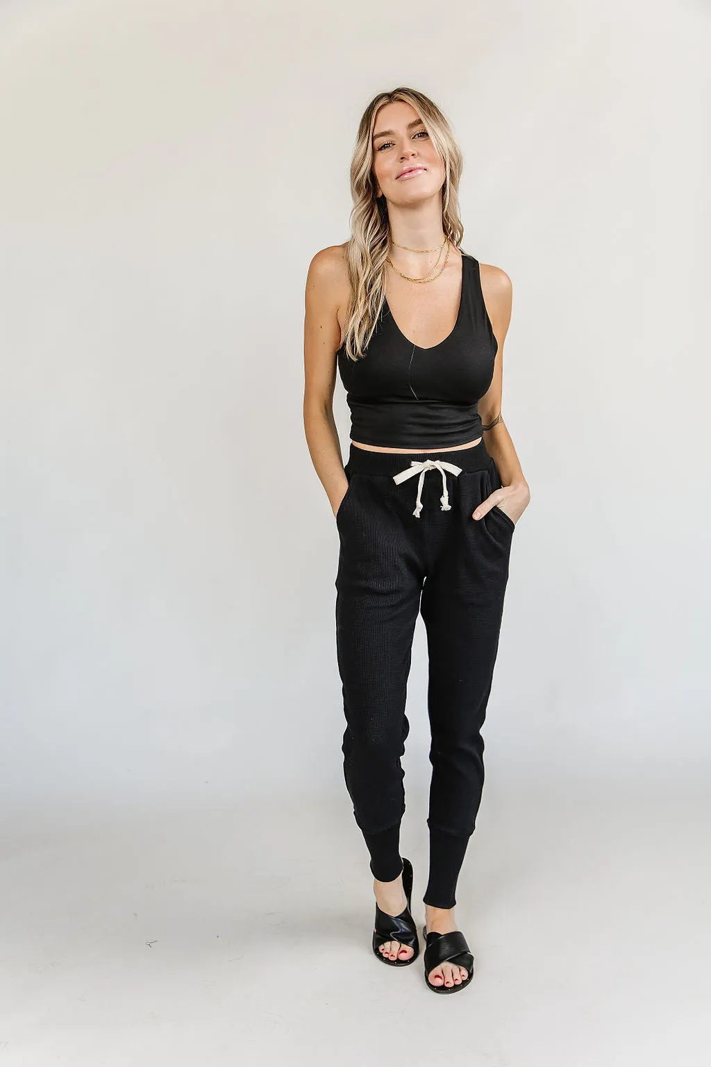 Ampersand Avenue [&] - Waffle Knit Jogger - Black [XXXL ONLY]