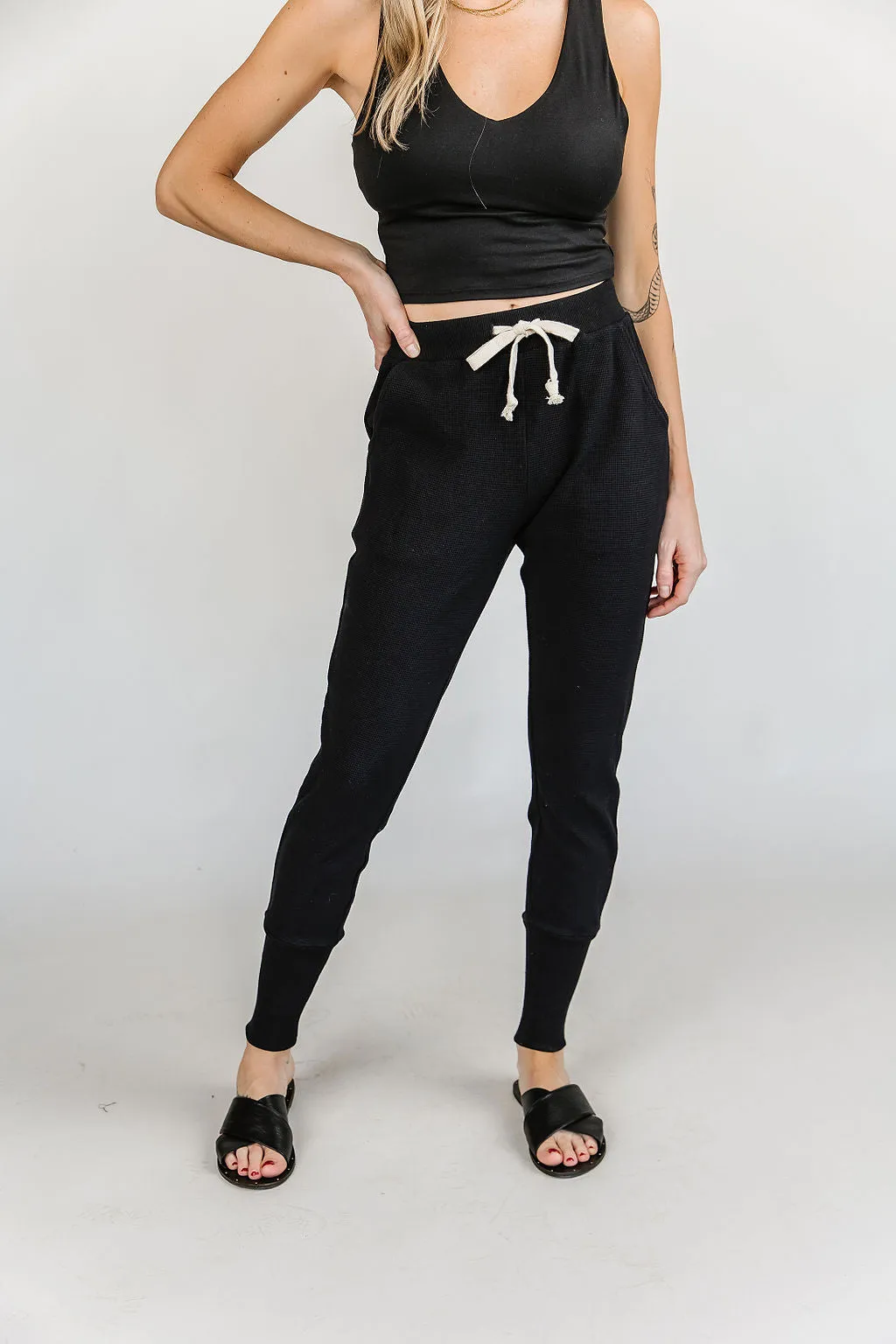 Ampersand Avenue [&] - Waffle Knit Jogger - Black [XXXL ONLY]