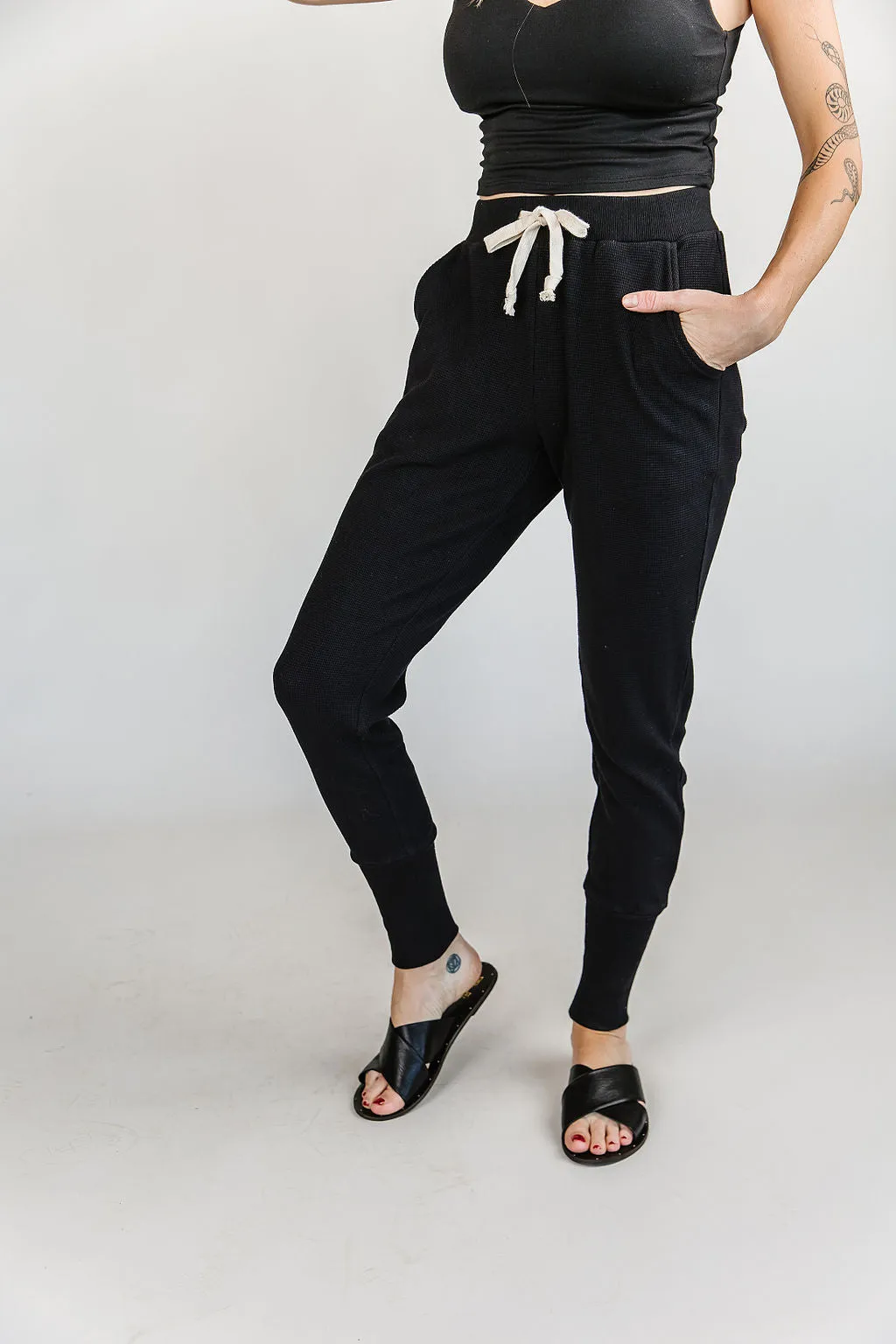 Ampersand Avenue [&] - Waffle Knit Jogger - Black [XXXL ONLY]
