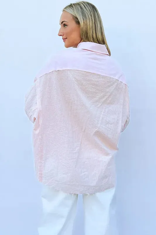 And The Why Multi Striped Mix-Match Patched Pocket Shirt
