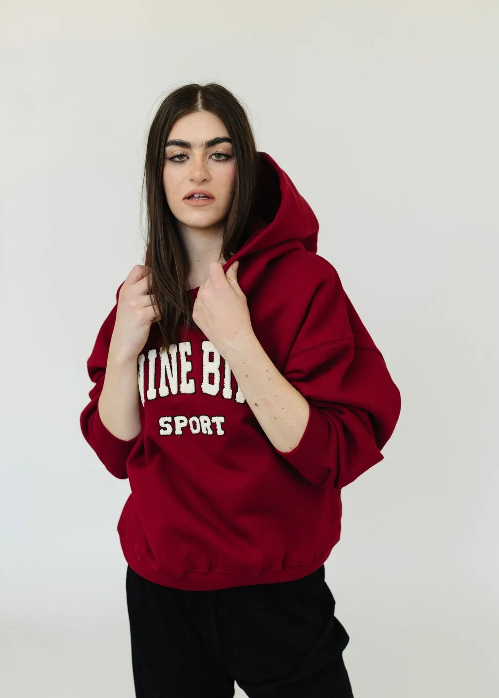 Anine Bing Alec Hoodie Sport in Cabernet