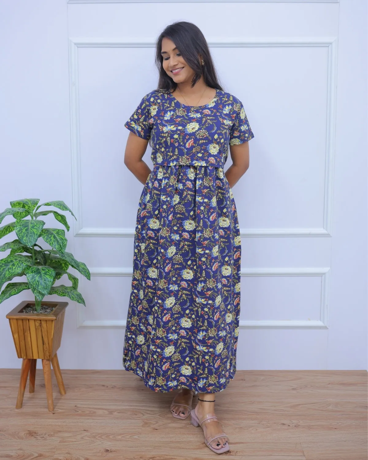 Anouka | Zipless Maternity Dress - Normal Sleeves | Full Length Maxi