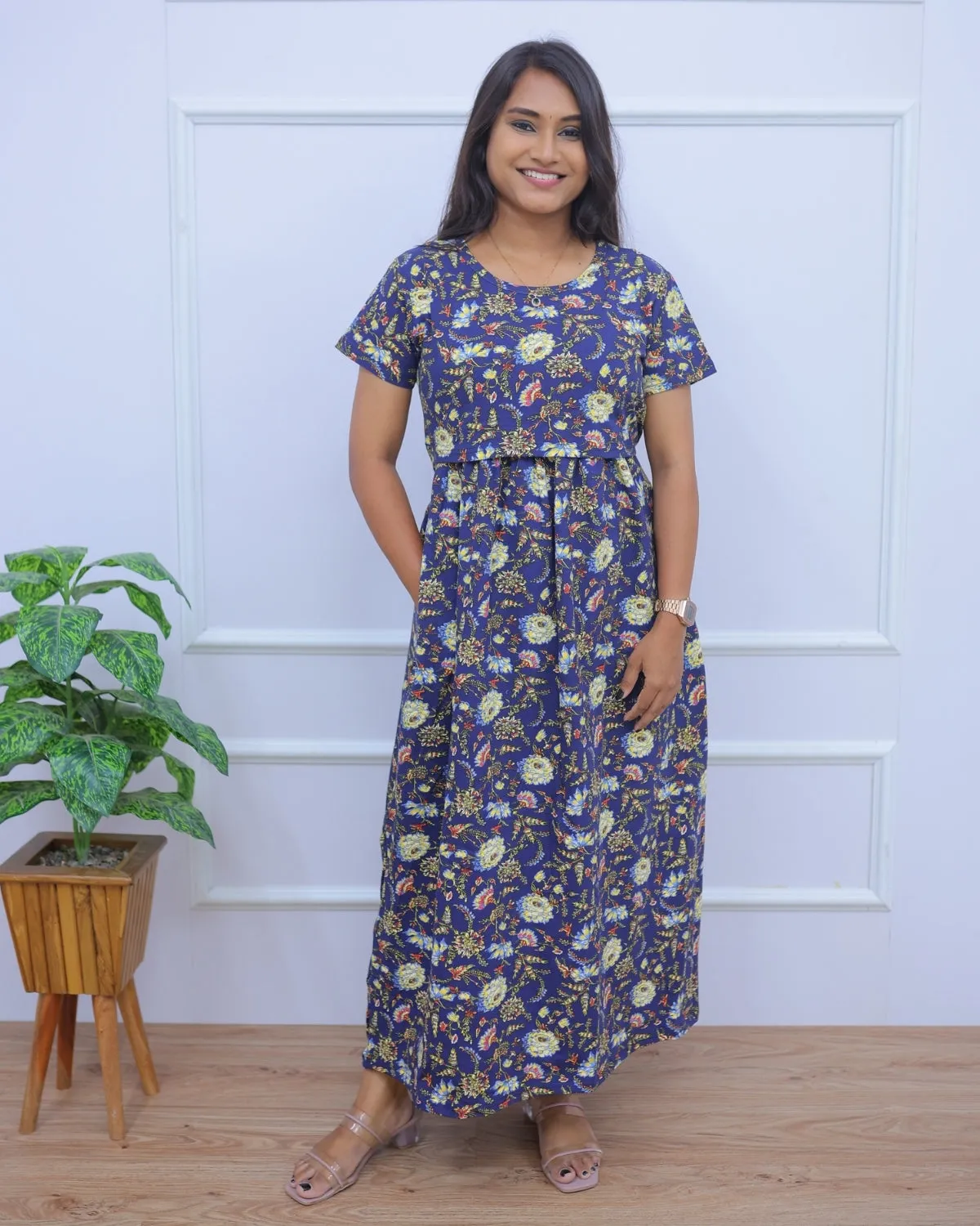 Anouka | Zipless Maternity Dress - Normal Sleeves | Full Length Maxi