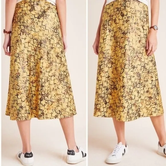 Anthropologie Current Air Harmony Metallic Skirt
