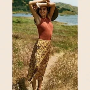 Anthropologie Current Air Harmony Metallic Skirt