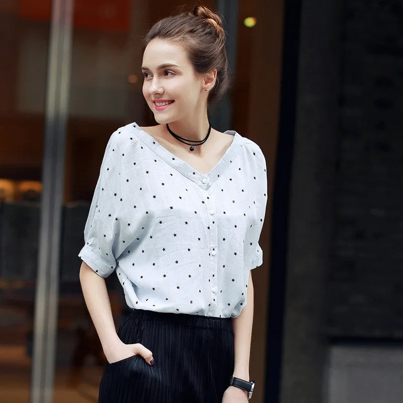 Arrival Fashion Women Shirt Kawaii Half Sleeve Slash Neck Harajuku Women Top Tees Women's Blouses