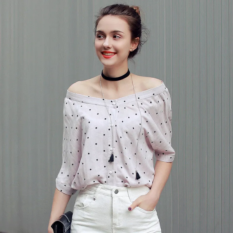 Arrival Fashion Women Shirt Kawaii Half Sleeve Slash Neck Harajuku Women Top Tees Women's Blouses