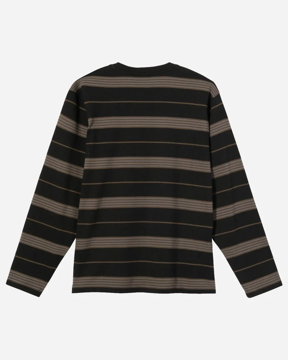 Asher Stripe LS Crew - Black