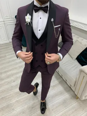 Avion Burgundy Slim Fit Shawl Lapel Tuxedo
