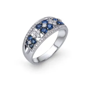 Backes and Strauss White Gold and Multi-Gemstone Flower Ring