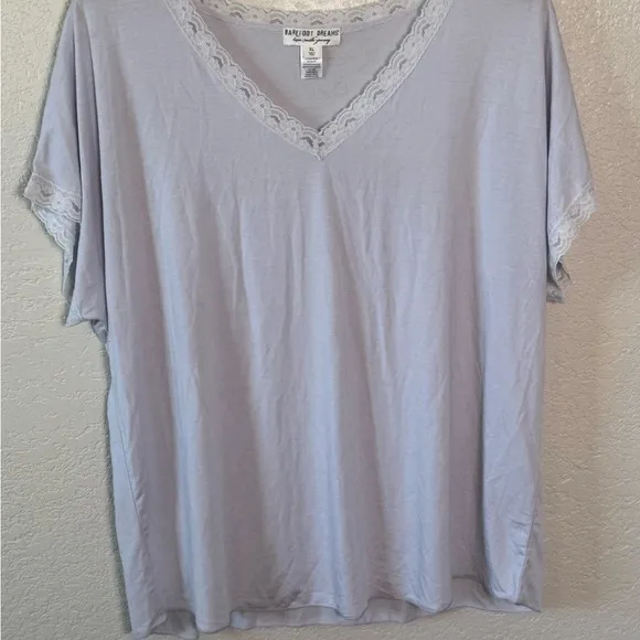 Barefoot Dreams Women's XL Grey V-Neck Short Sleeve Sleepshirt &amp; Kimono
