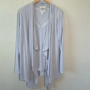 Barefoot Dreams Women's XL Grey V-Neck Short Sleeve Sleepshirt &amp; Kimono