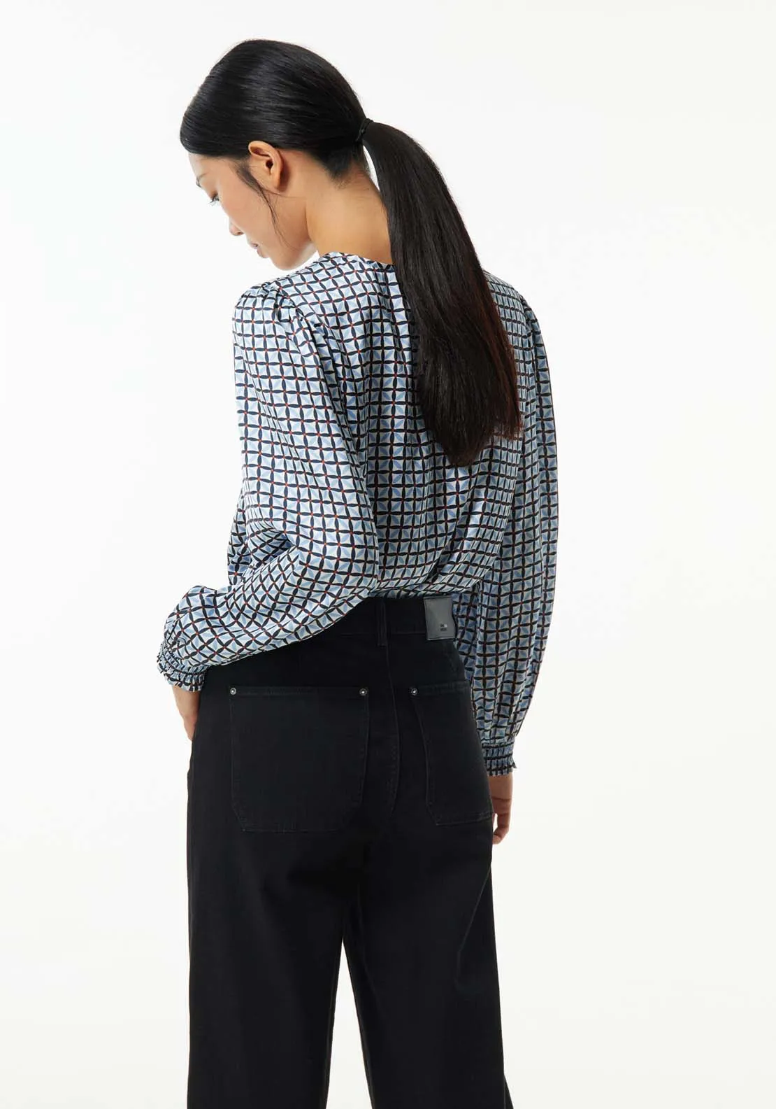 Basic printed top - Navy