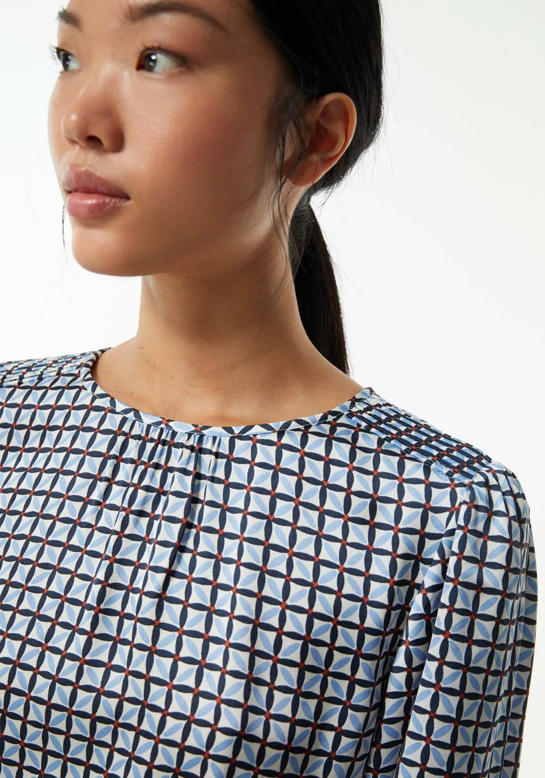 Basic printed top - Navy