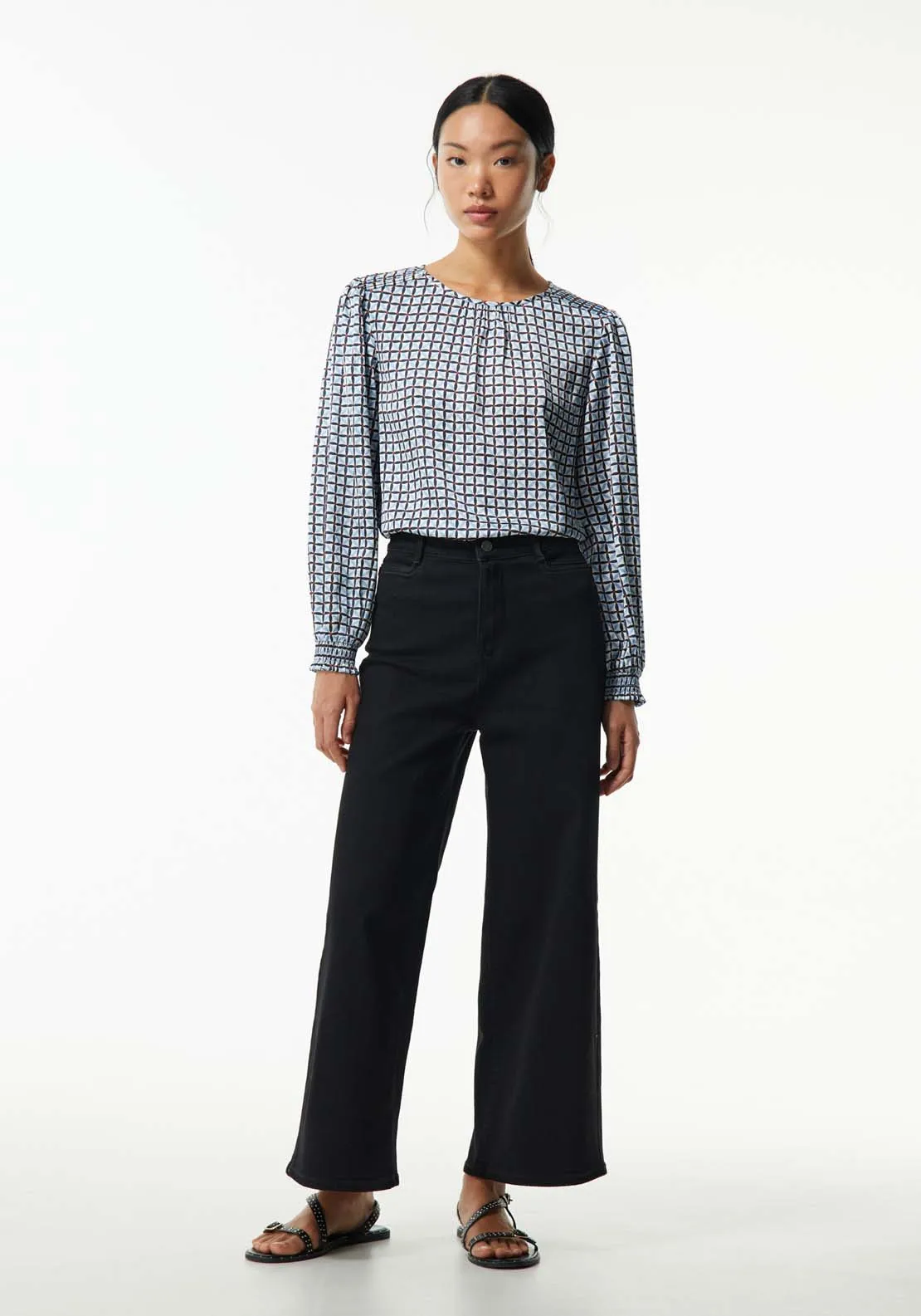 Basic printed top - Navy