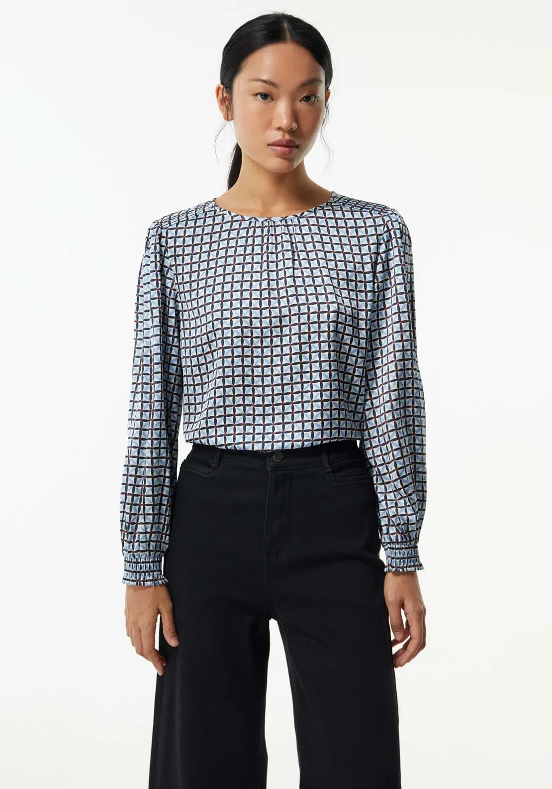 Basic printed top - Navy