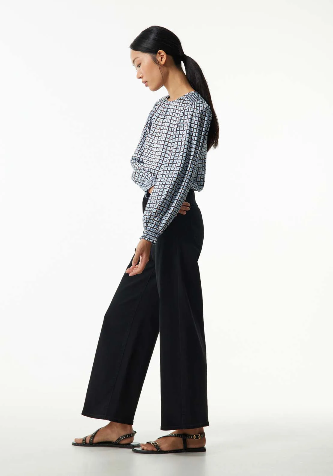 Basic printed top - Navy