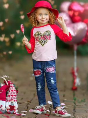 Be Mine Sequin Patched Denim Set