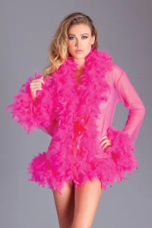 Be Wicked - Lux - Robe met Veren - Hot Pink - One Size