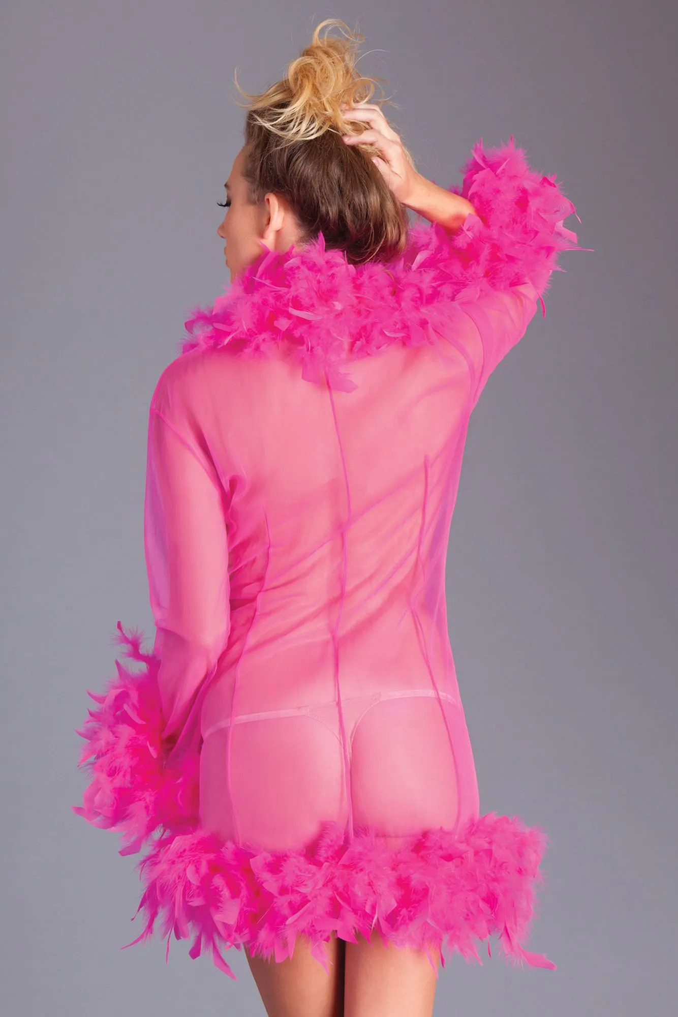 Be Wicked - Lux - Robe met Veren - Hot Pink - One Size