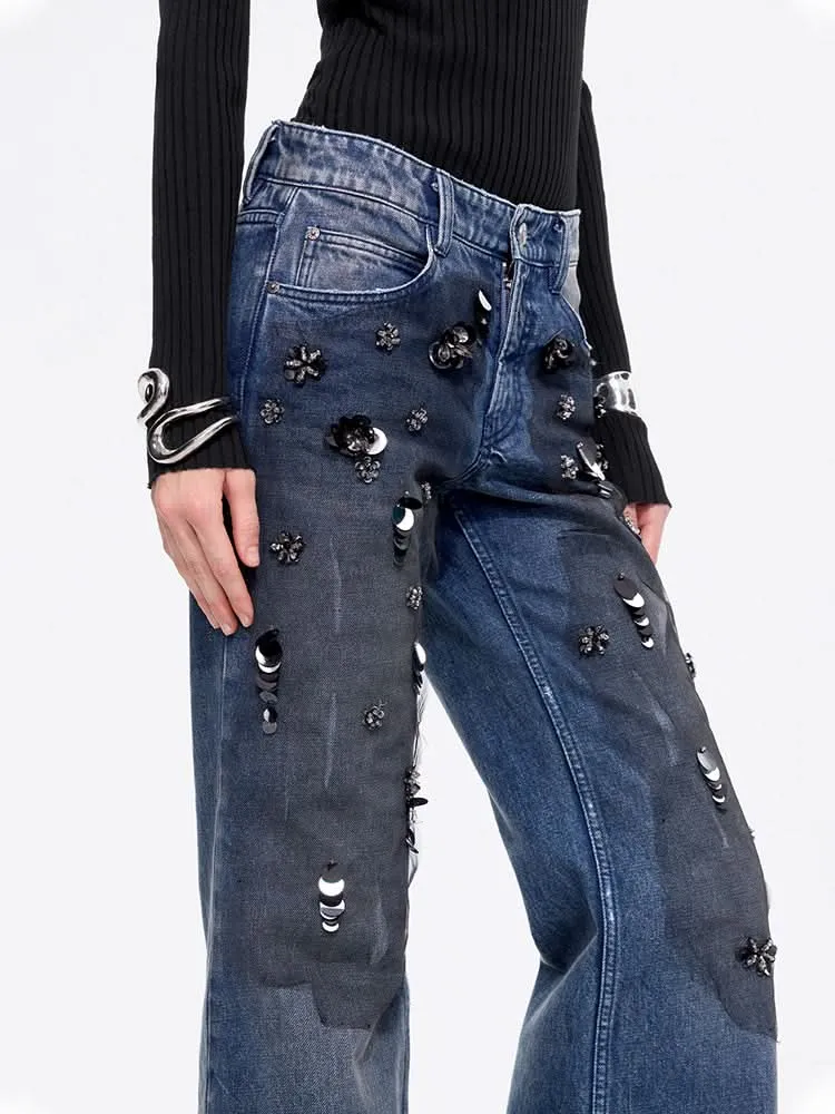 Beaded Flared Jeans