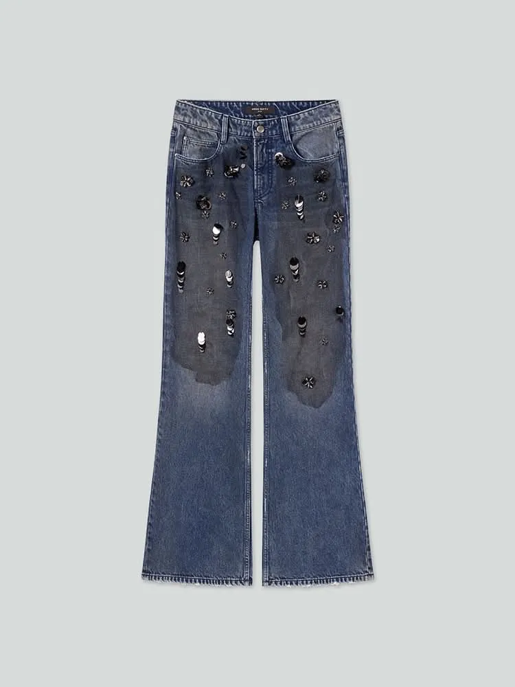 Beaded Flared Jeans