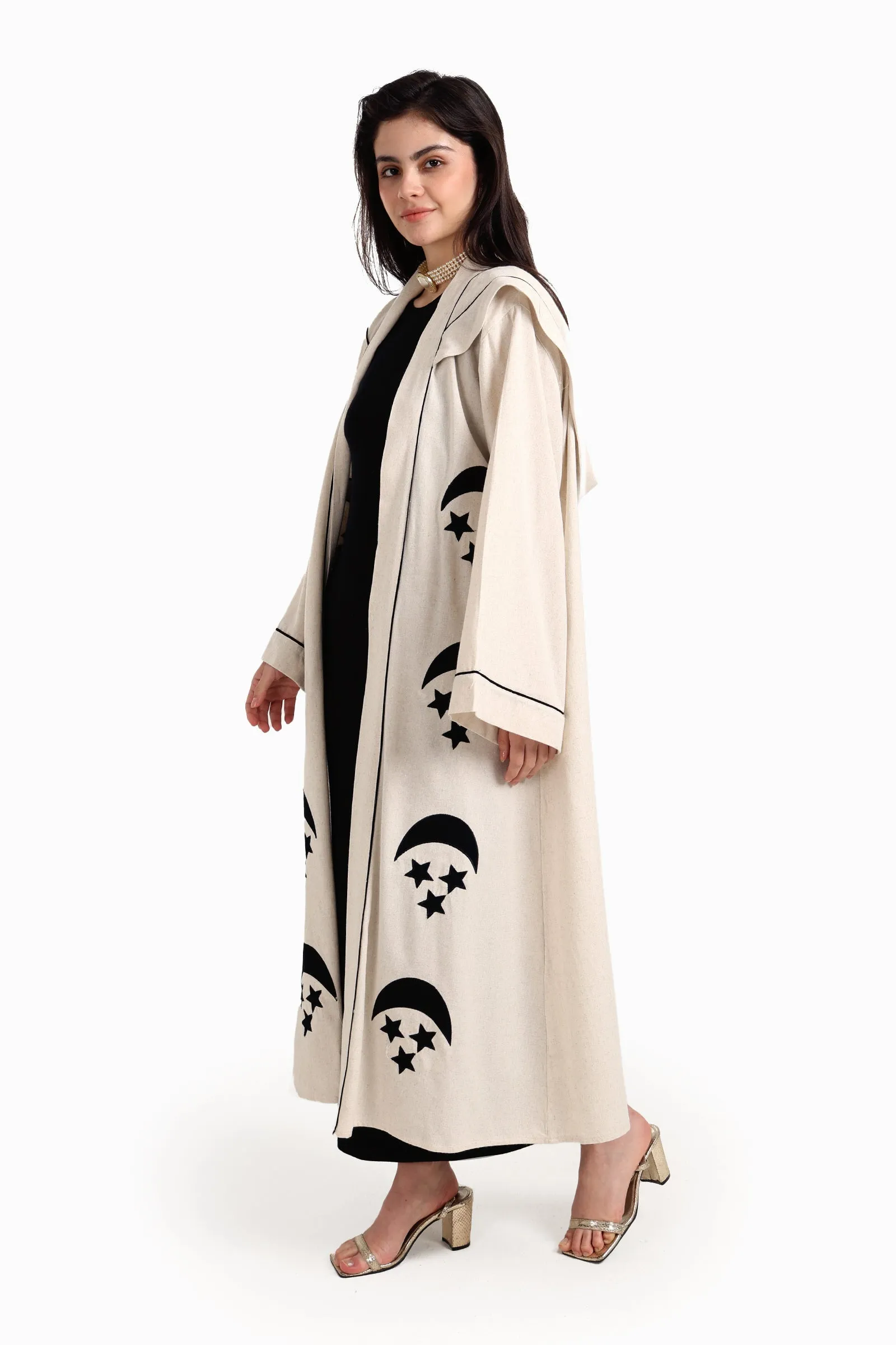 Beige Crescent & Stars Kimono