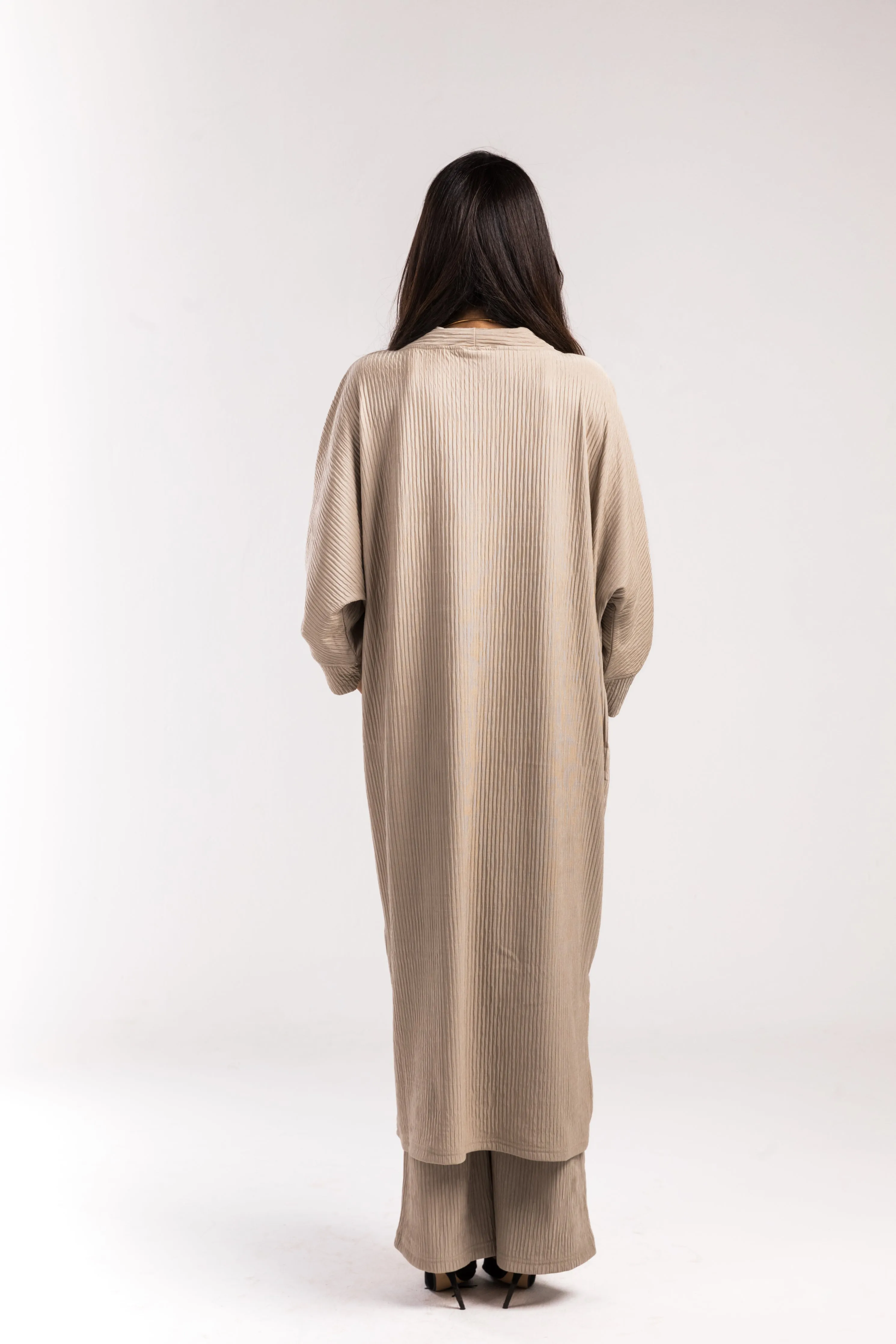 Beige Crinkled Flow Kimono