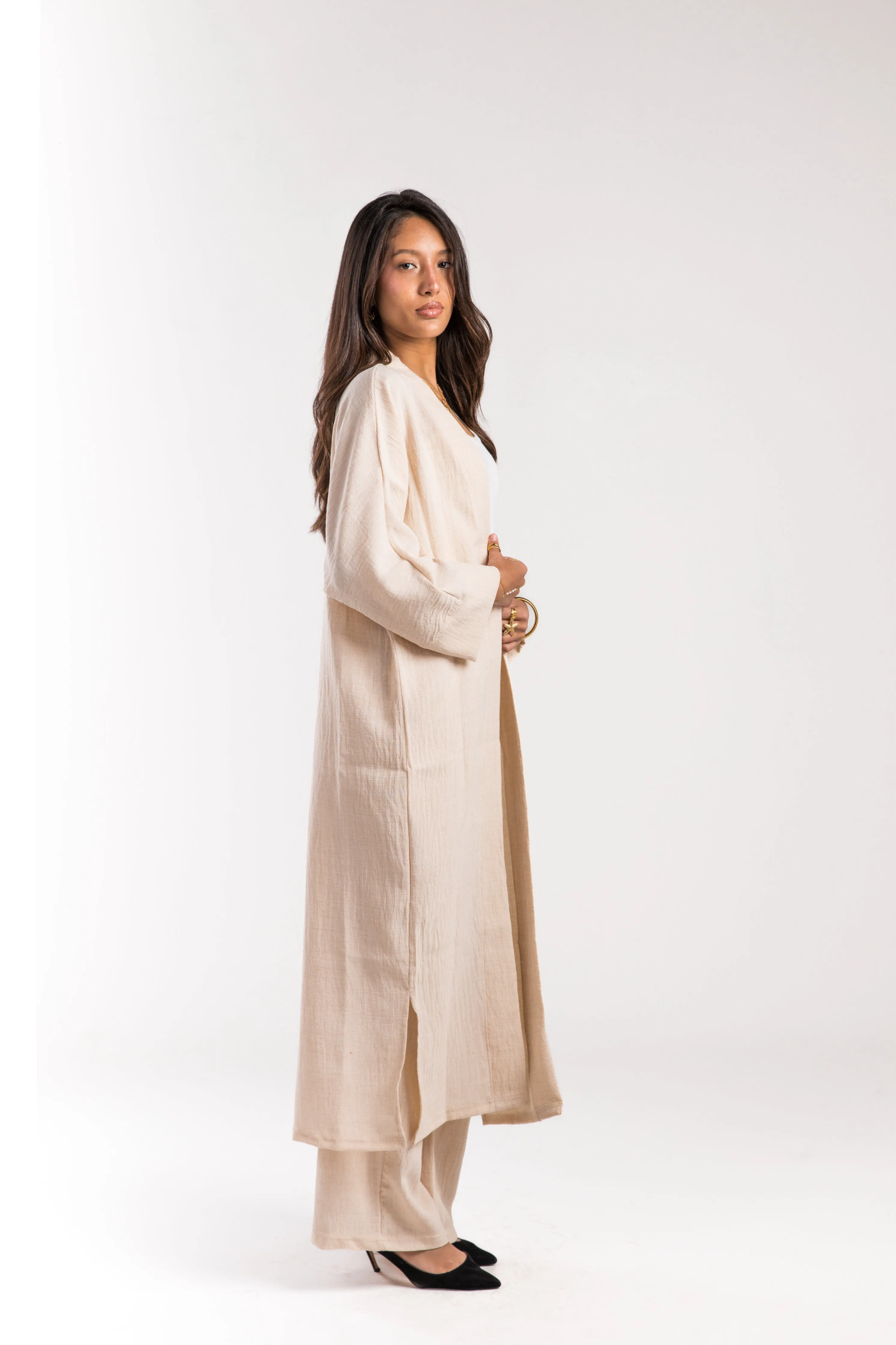 Beige Linen Flow Kimono