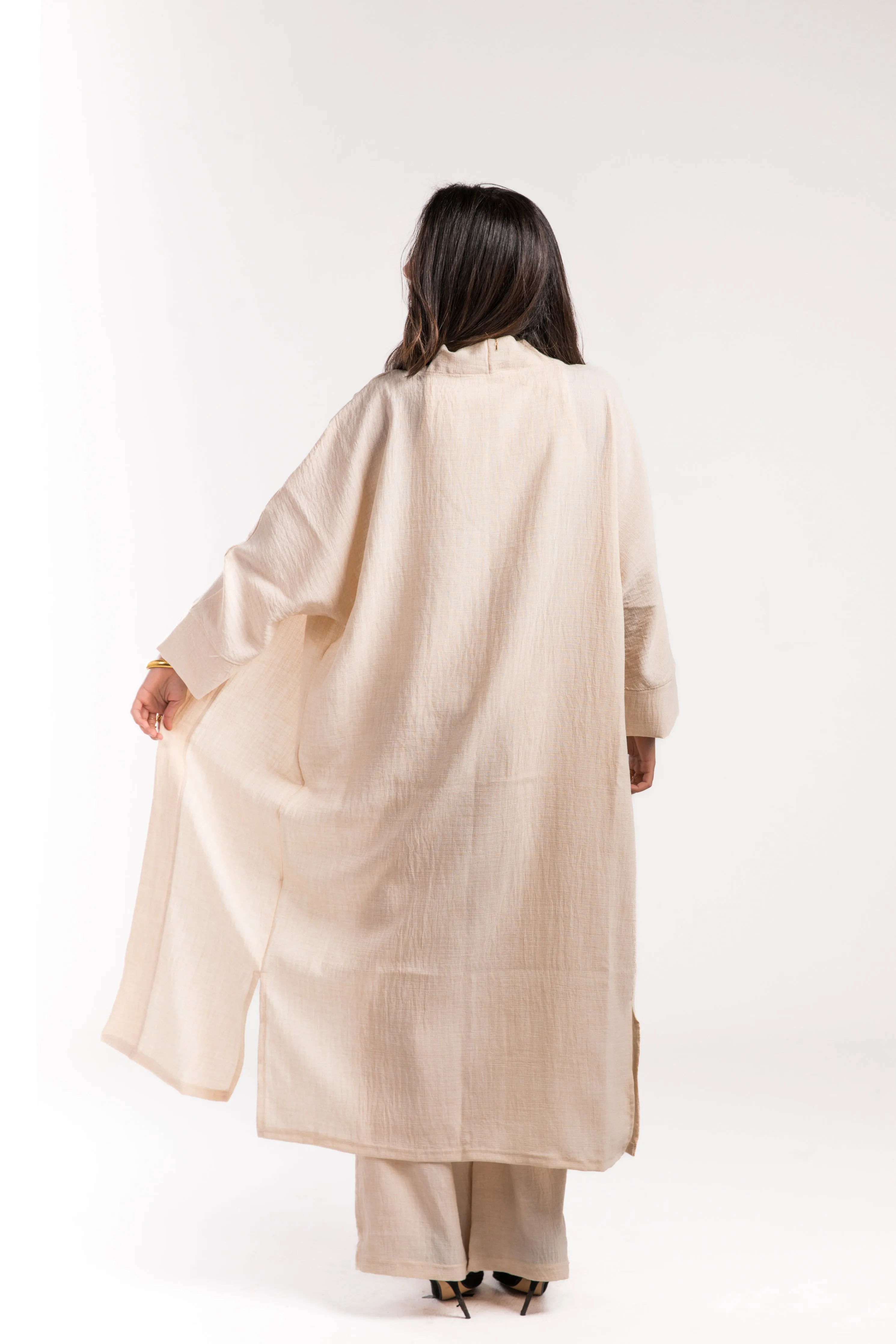 Beige Linen Flow Kimono