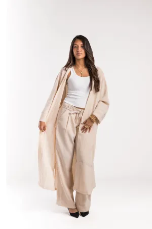 Beige Linen Flow Kimono