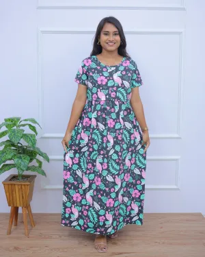 Bhoomi | Zipless Maternity Dress - Normal Sleeves | Full Length Maxi